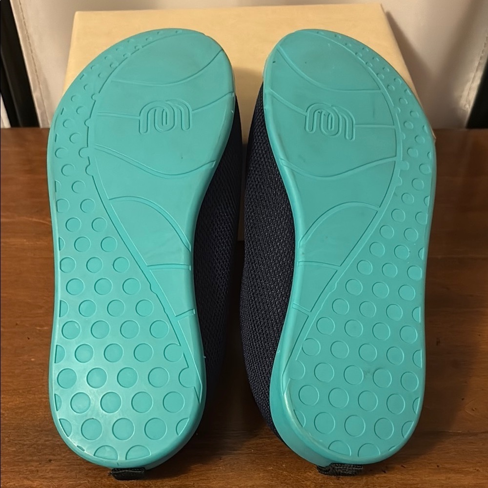 Mahabis Navy and Teal Summer Slip-Ons - Picture 5 of 7